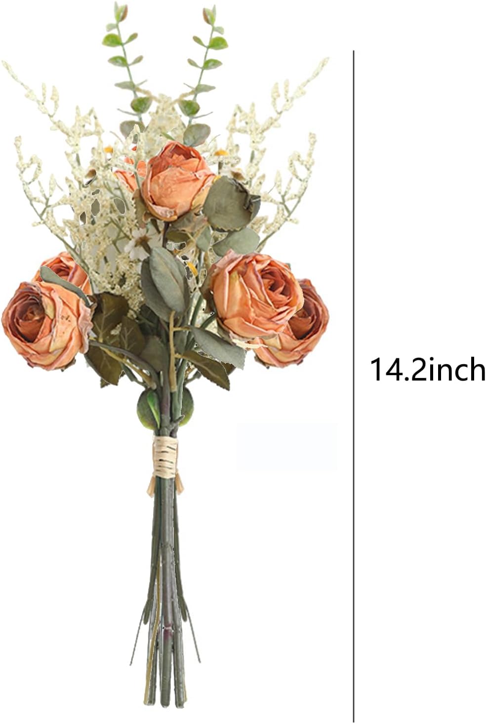 EAZHOP Natural Dried Rose Bouquet 6 Flowers Set 14 Inches