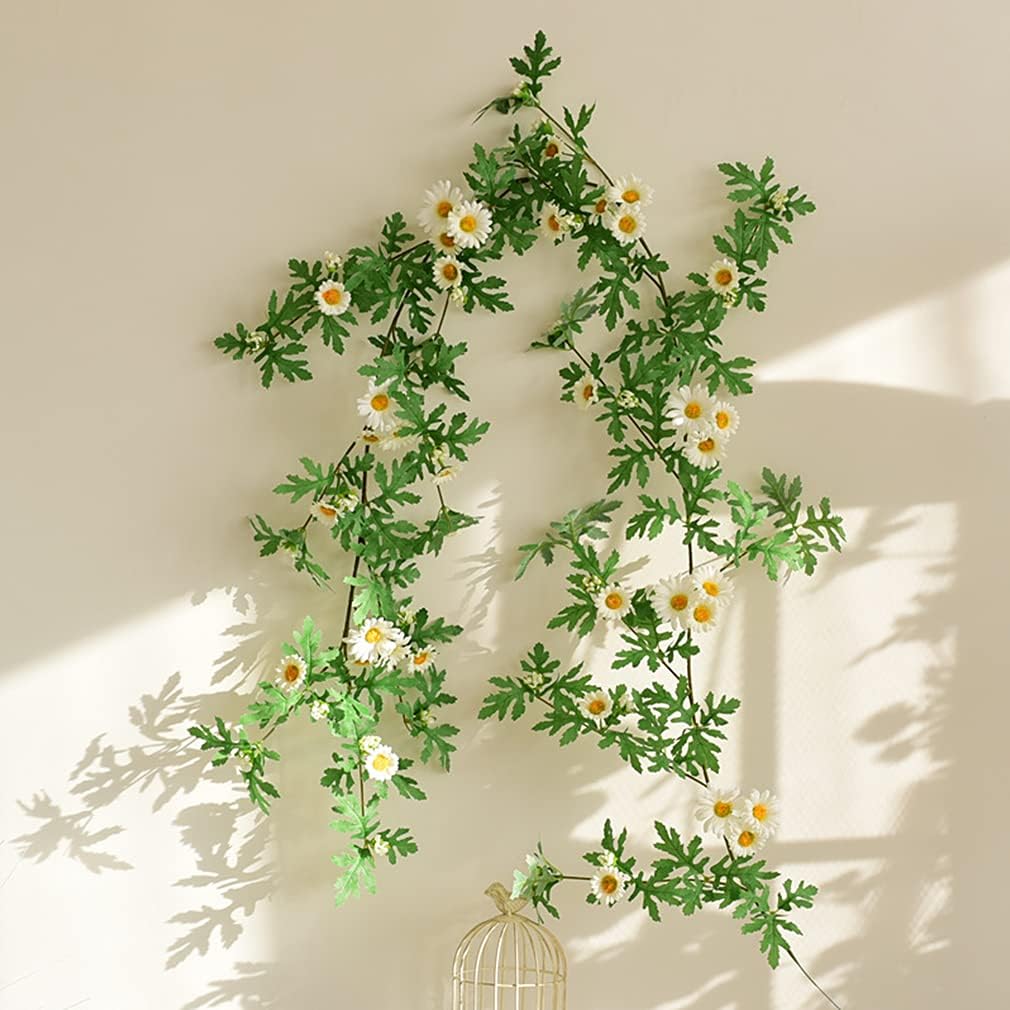 SOMYTING Artificial Daisy Garland 56 Ft White 2pcs