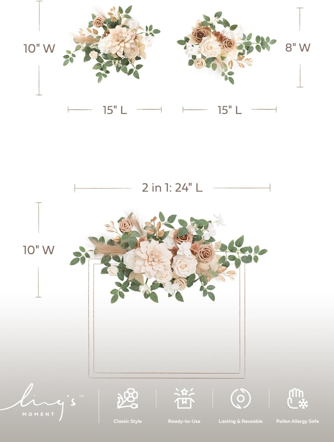 Lings Moment 2pcs Fall Wedding Artificial Floral Swags Welcome Sign Flowers Backdrop