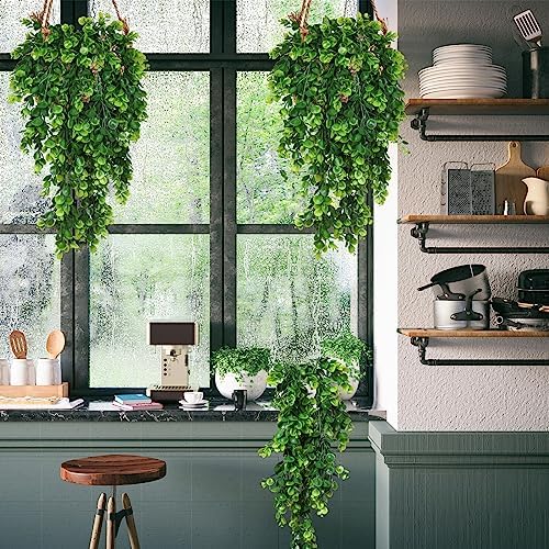 RECUTMS 4 Pack Artificial Eucalyptus Hanging Plants Greenery Decor