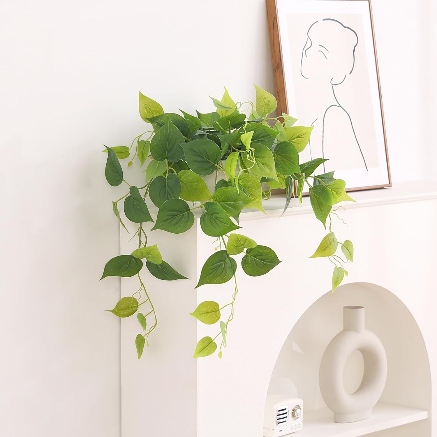 Tiita 1 Pack Artificial Scindapsus Aureus with Pot