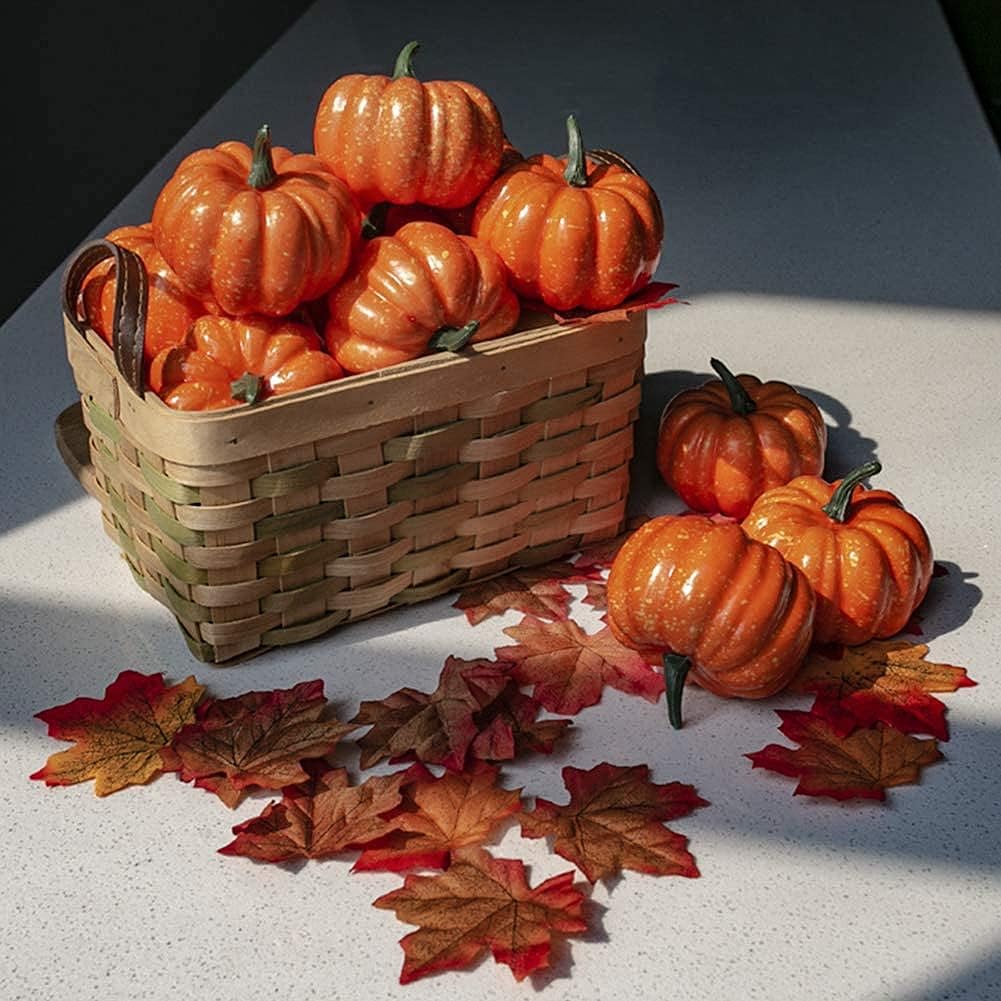 Ulalaza 12PCS Artificial Pumpkins for Fall Decor
