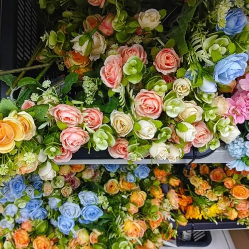 uxcell 50Pcs Fake Roses with Stems Pink 315 Inch