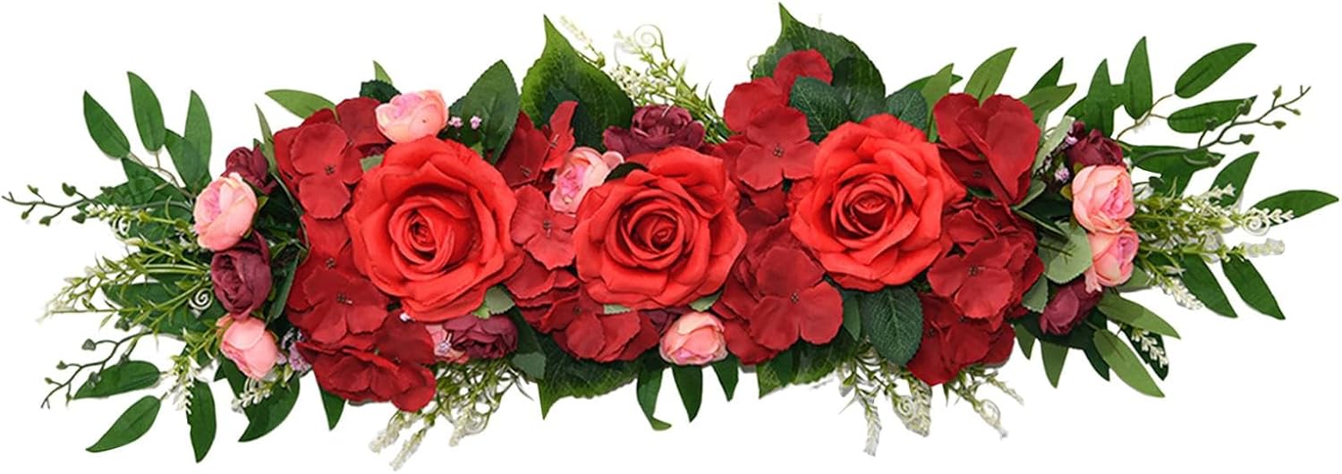 Red Wedding Arch Artificial Flower Swag Decorations