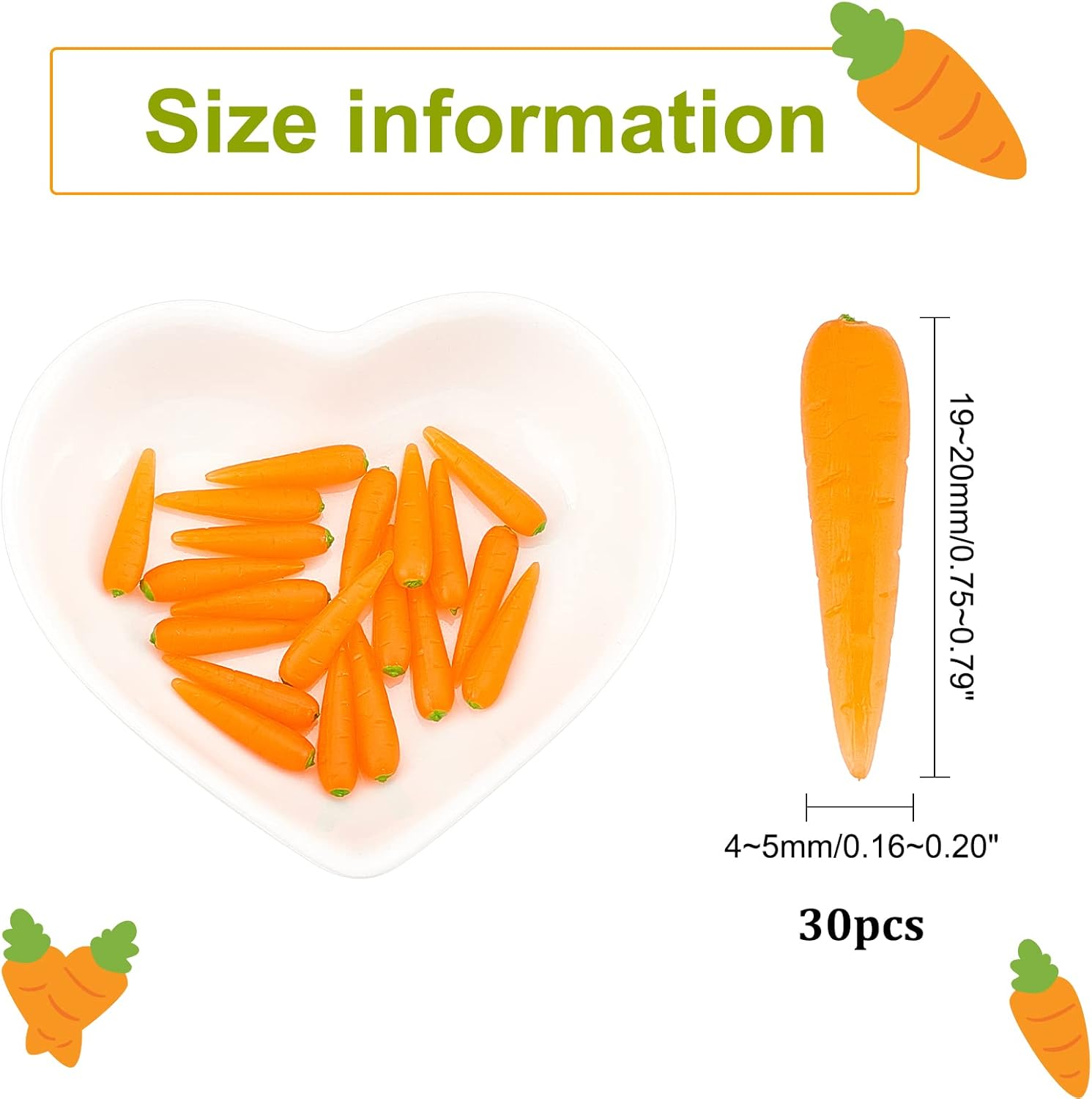 OLYCRAFT 30pcs Mini Artificial Carrots for Home Decor