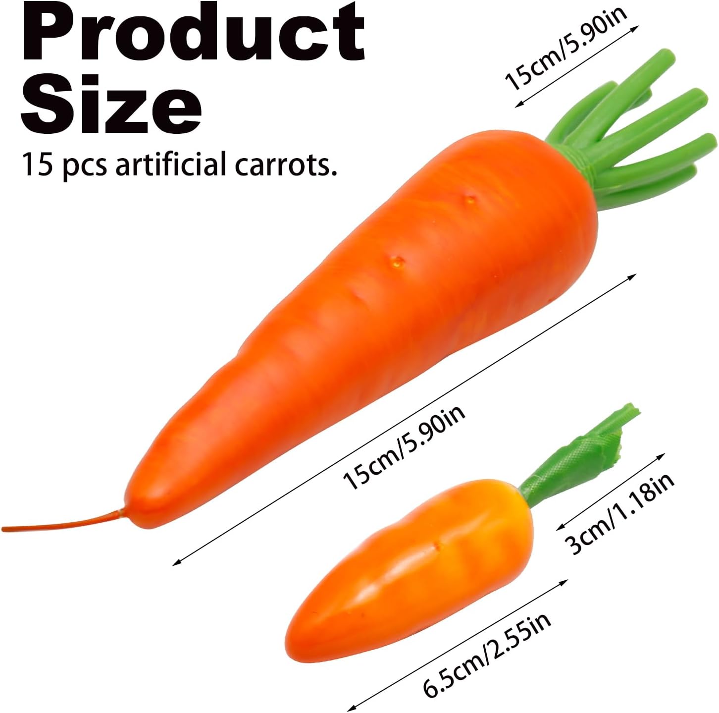 15Pcs Artificial Carrots for Kitchen Decor Photography Props