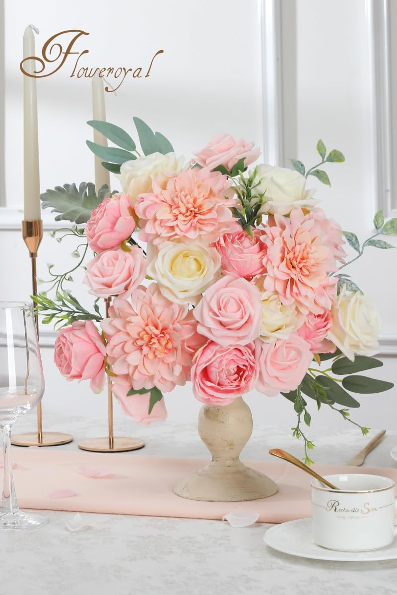Floweroyal Artificial Flowers Rose Dahlia Set for Wedding DIY