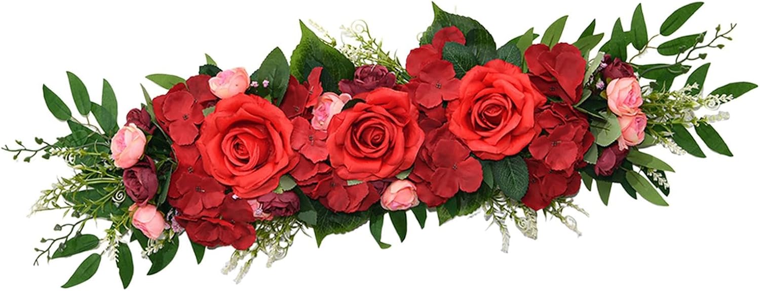 Red Wedding Arch Artificial Flower Swag Decorations