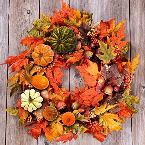 FOIMAS Mini Artificial Pumpkins with Acorns and Maple Leaves