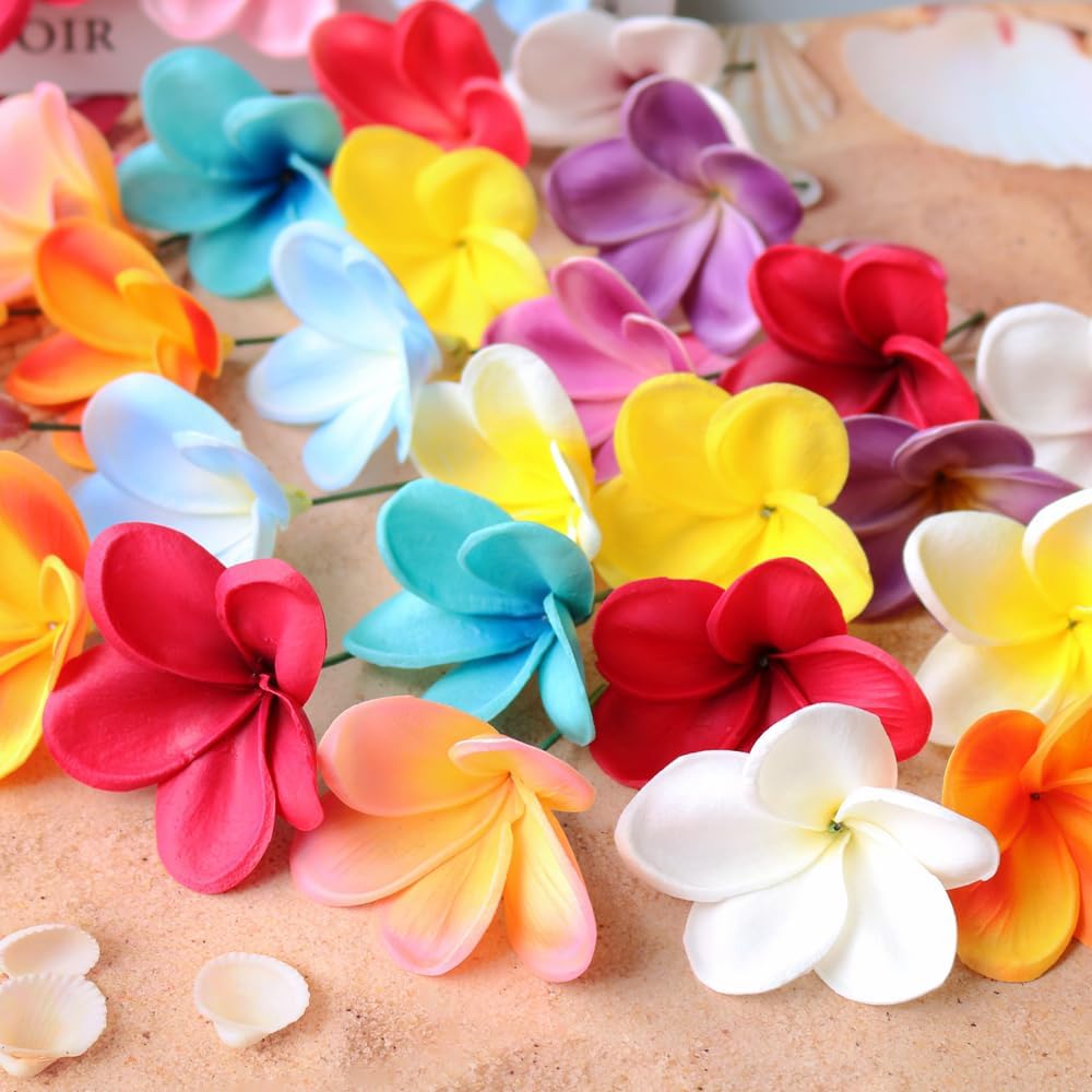 10PCS Real Touch Artificial Plumeria Flowers with Stem Apricot