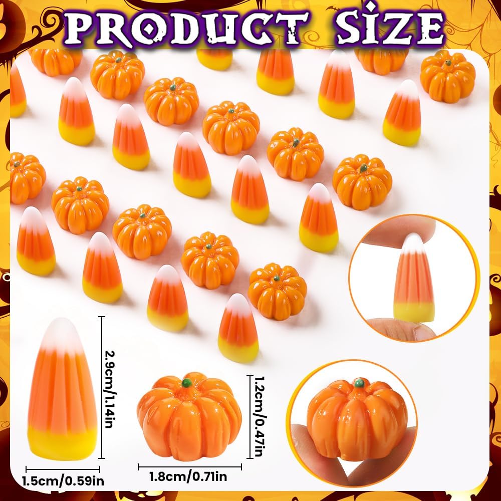 70pcs Halloween Mini Resin Pumpkins Candy Corn Decorations