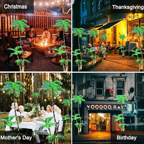 7FT Lighted Artificial Palm Tree with 3 Trunks and 260 LED Lights
