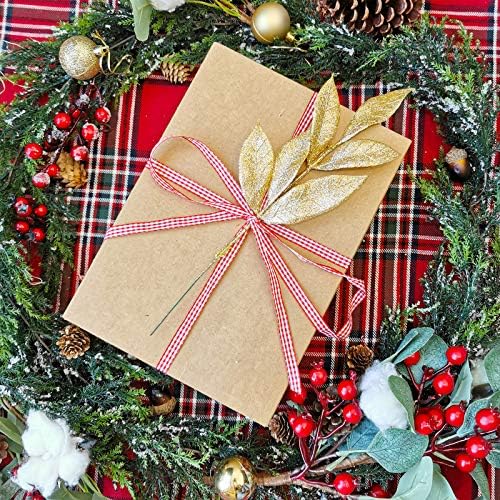 20 Pieces Gold Glitter Artificial Leaf Spray Picks 12 Inch Tall