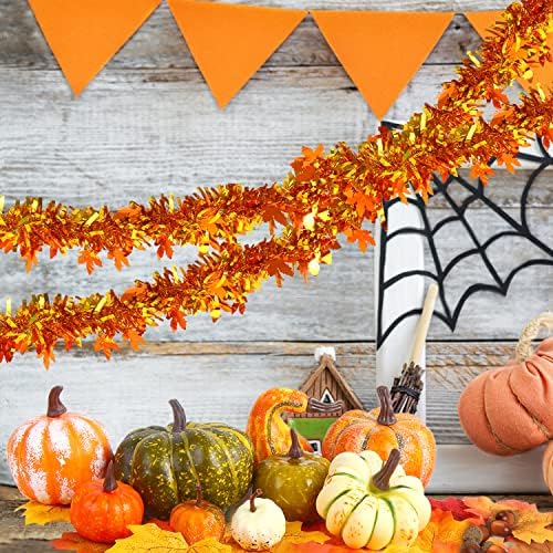 FOIMAS Mini Artificial Pumpkins with Acorns and Maple Leaves