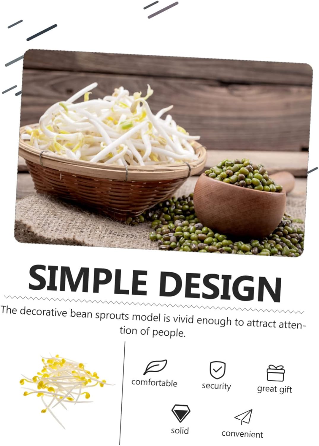Luxshiny 50pcs Realistic Artificial Bean Sprout Decor