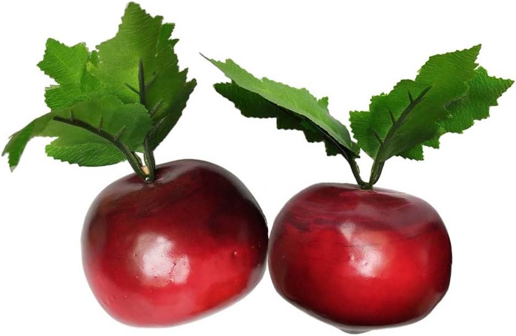 2 Pcs Artificial Beets with Leaves for Home Decor