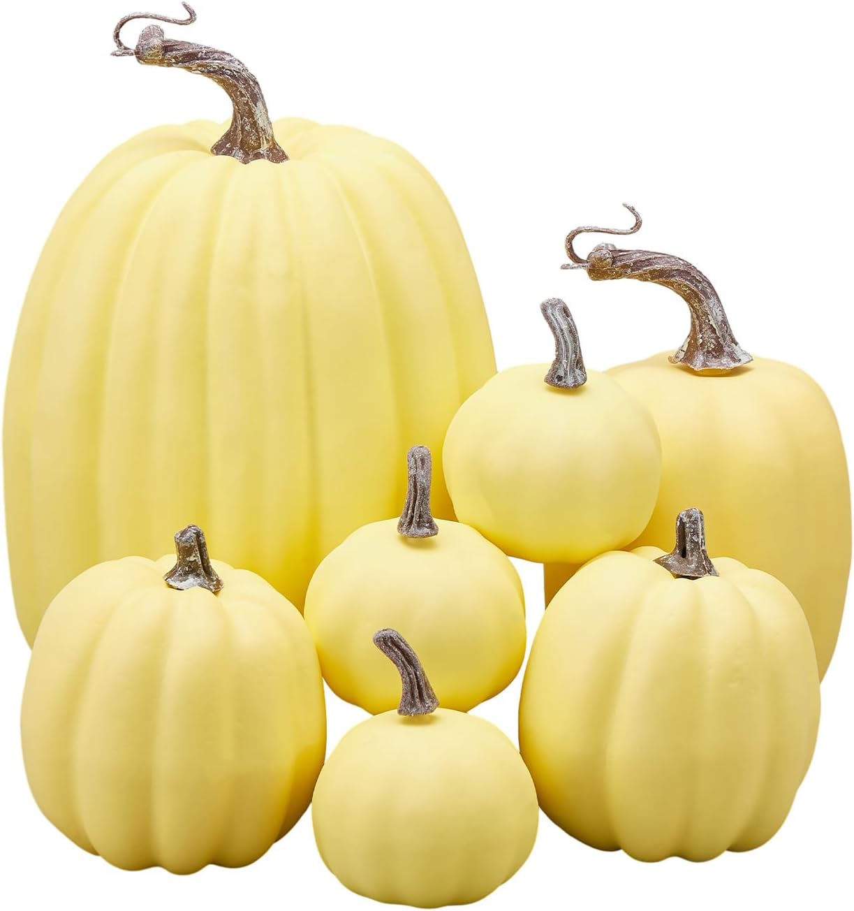7Pcs Artificial Pumpkins Faux Foam Fall Decor Yellow