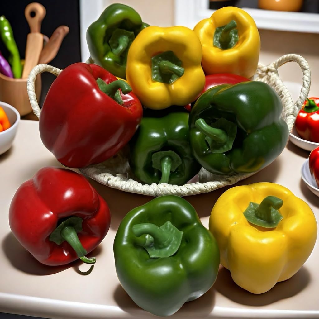 12pcs Artificial Bell Peppers for Kitchen Decoration