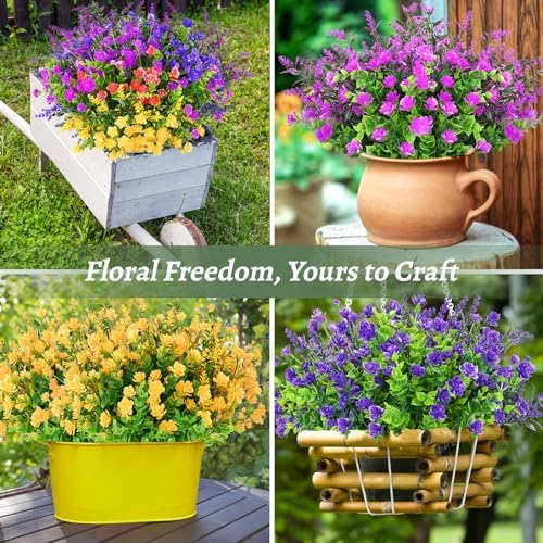 Yastouay 27 Bundle Artificial Flowers for Outdoor Decoration