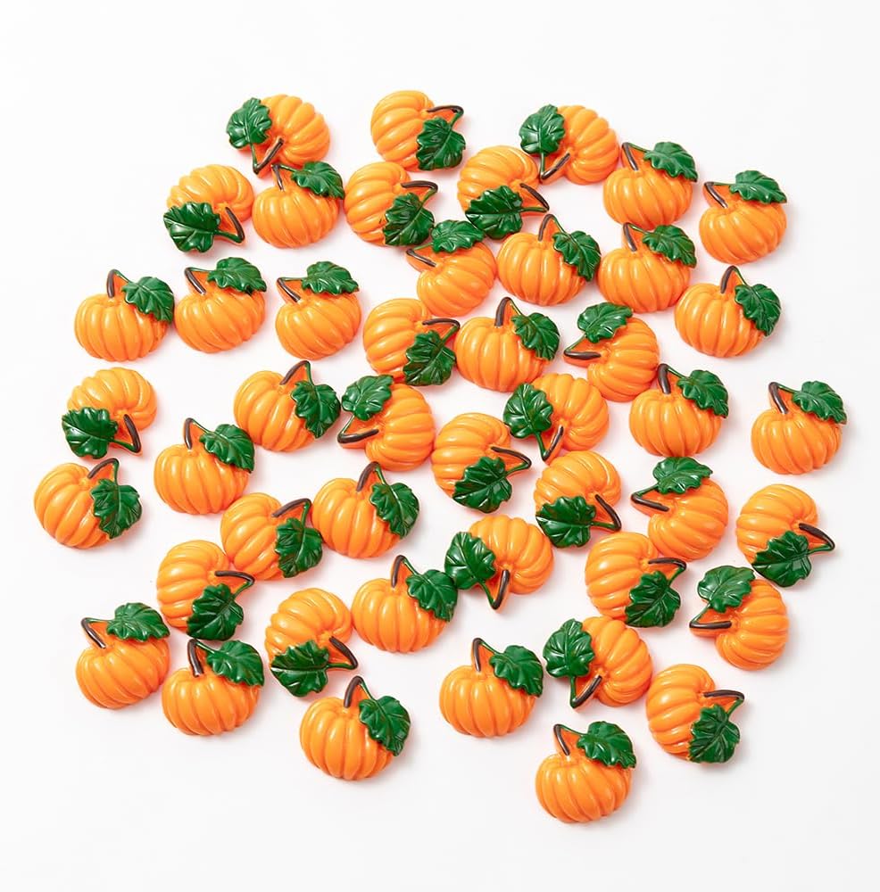 50Pieces Artificial Miniature Pumpkin Resin Decor for Halloween