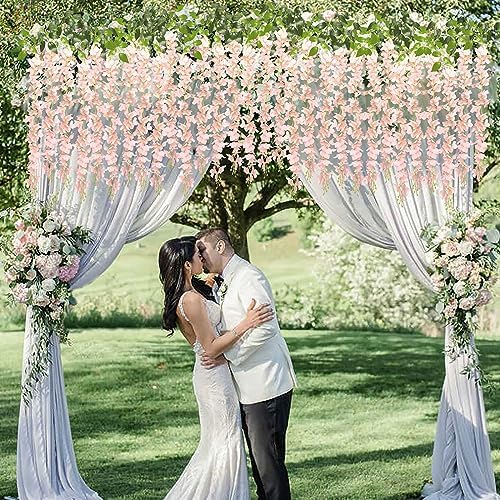 Pauwer Wisteria Hanging Flowers 24 Pack Blush Pink
