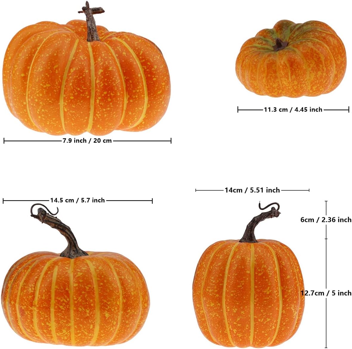 Gresorth 4 PCS Artificial Pumpkin Fall Decoration