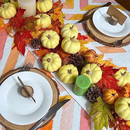 Winlyn 12 Pcs Artificial Yellow Pumpkins for Fall Decor