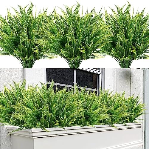 Sggvecsy 12 Bundles Artificial Boston Fern Plants Green Decor