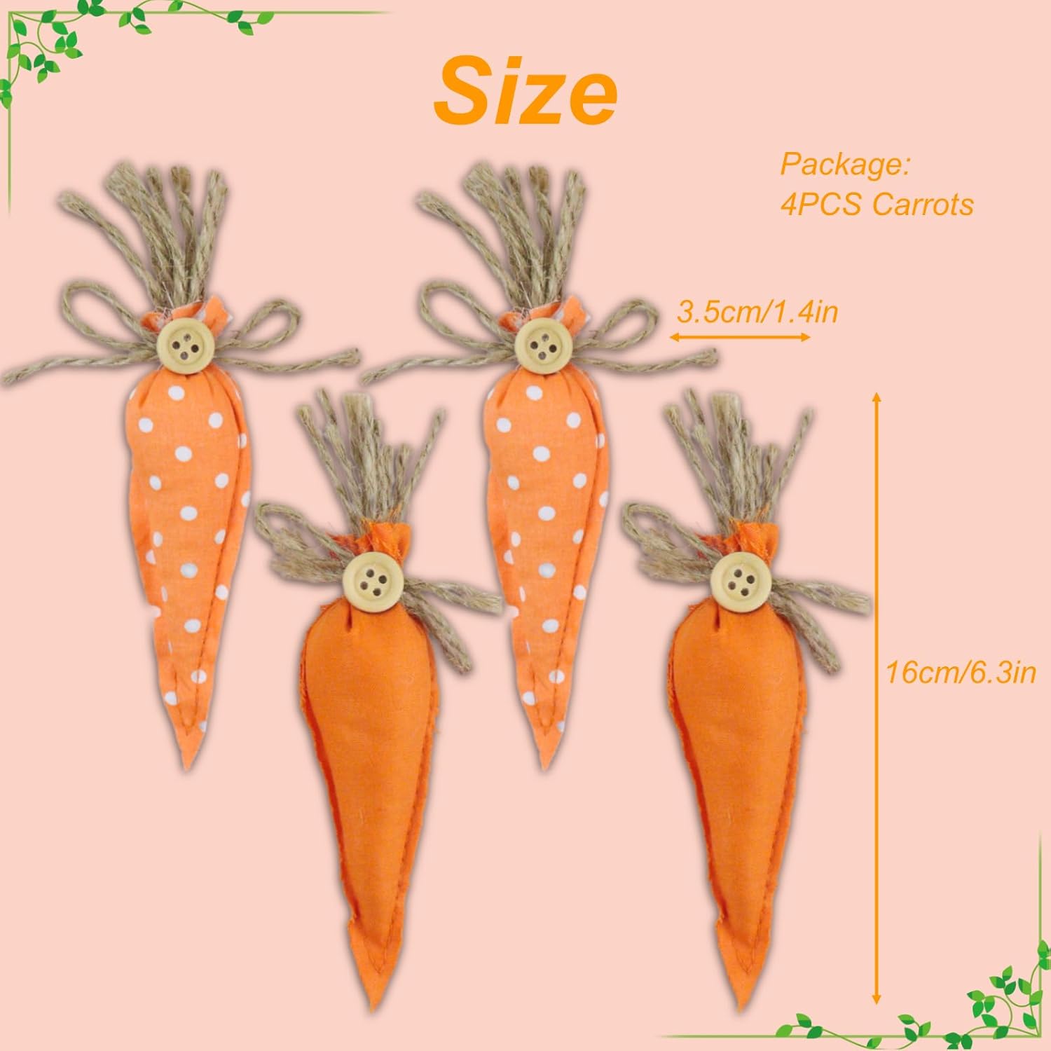 4PCS Easter Artificial Fabric Carrots Decorations