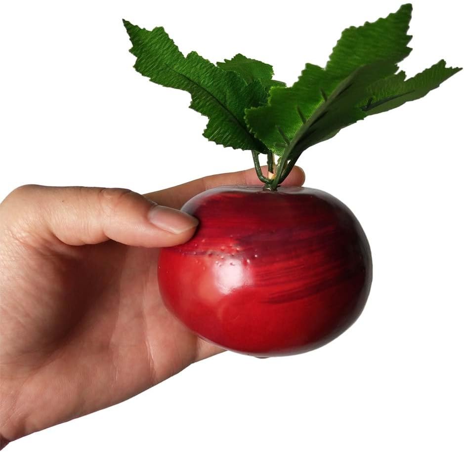 2 Pcs Artificial Beets with Leaves for Home Decor
