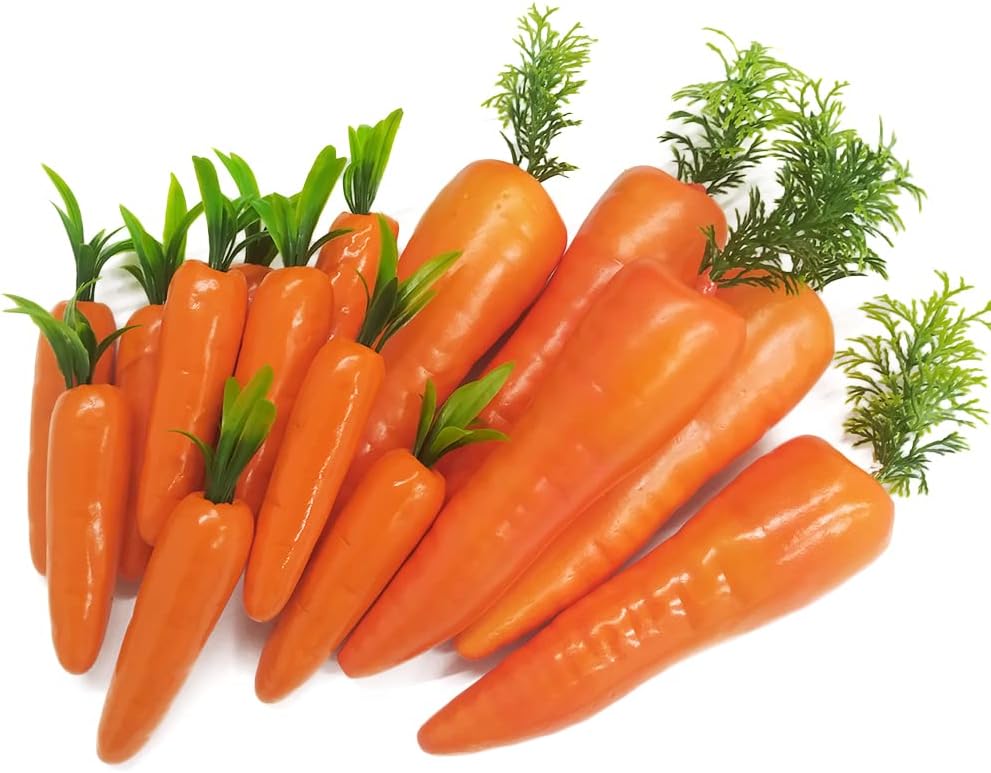 Lifelike Fake Carrots 15 Pcs Plastic Easter Decor