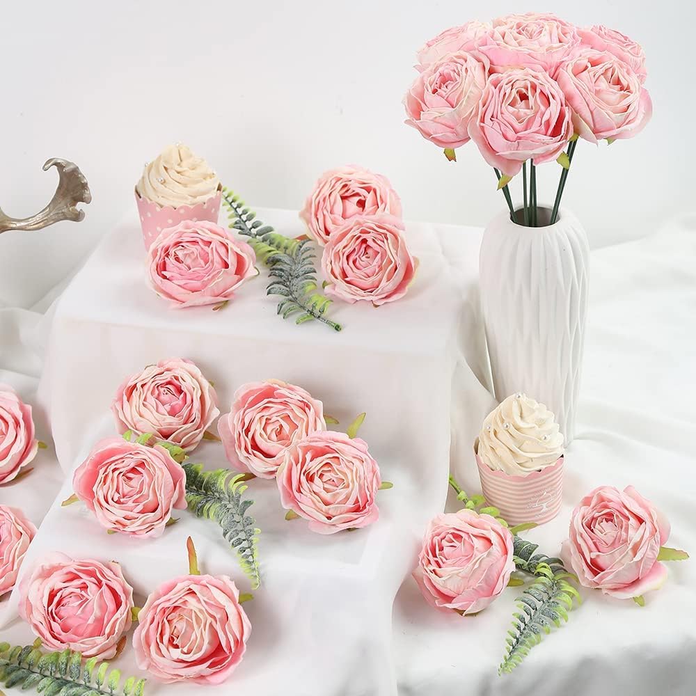 IPOPU Pink Artificial Roses 25PCS with Stems