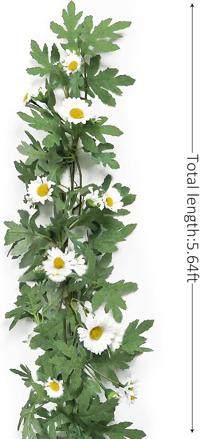 SOMYTING Artificial Daisy Garland 56 Ft White 2pcs