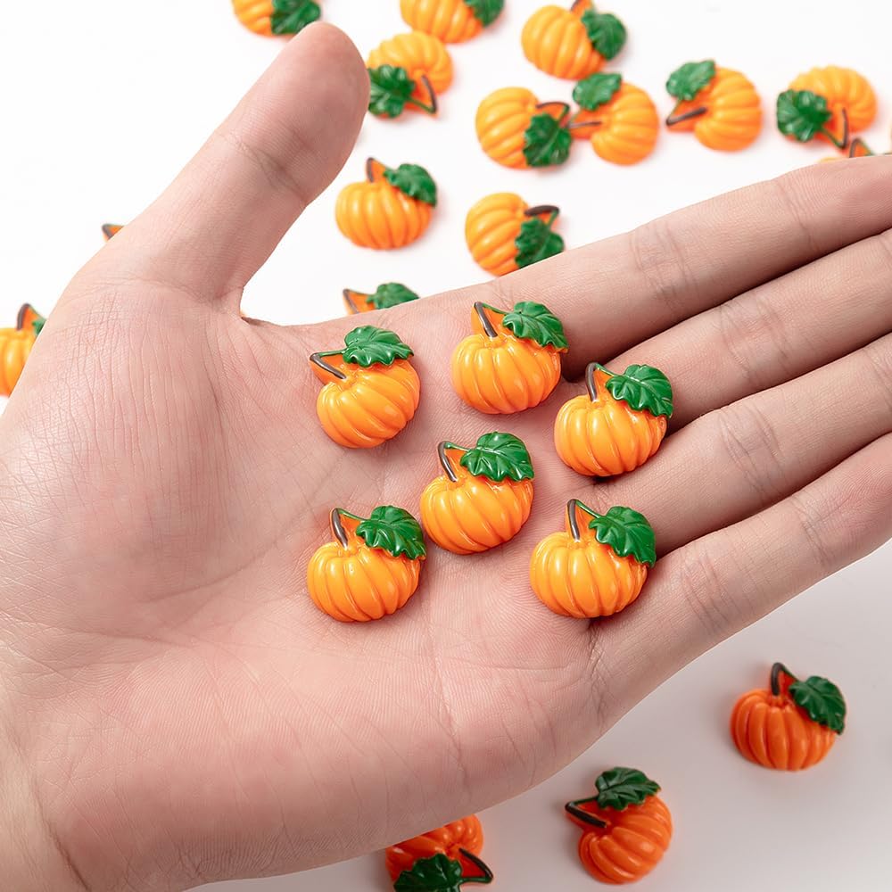 50Pieces Artificial Miniature Pumpkin Resin Decor for Halloween
