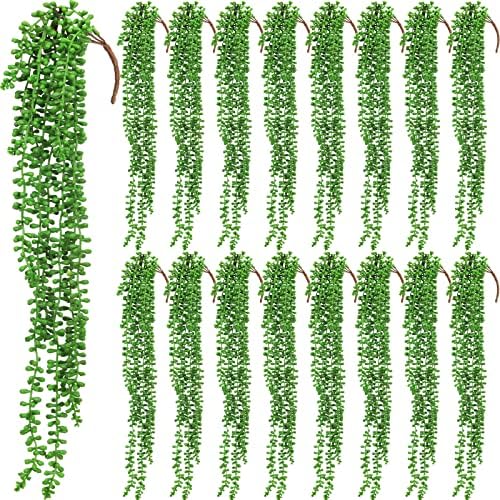 16 Pcs Artificial Succulents Hanging Plants Wall Greenery Decor