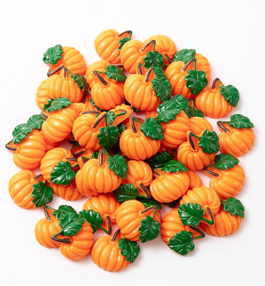 50Pieces Artificial Miniature Pumpkin Resin Decor for Halloween