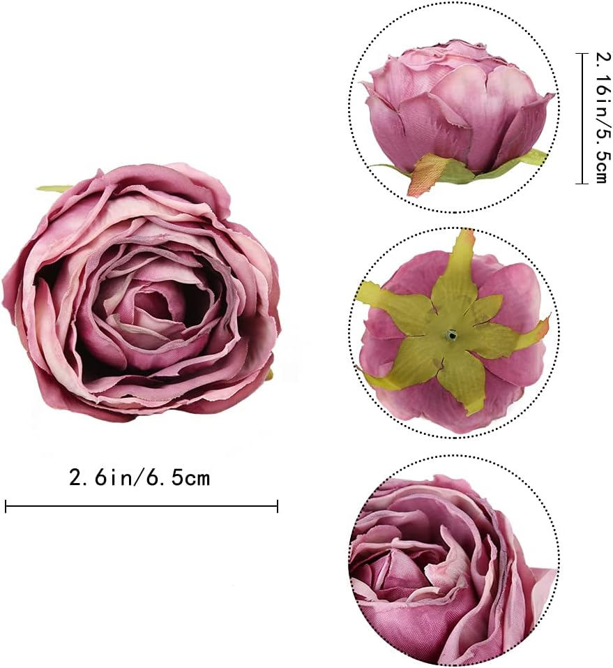 IPOPU Purple and Light Pink Dried Silk Roses 25PCS