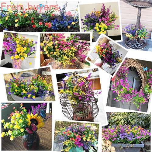 Yastouay 27 Bundle Artificial Flowers for Outdoor Decoration