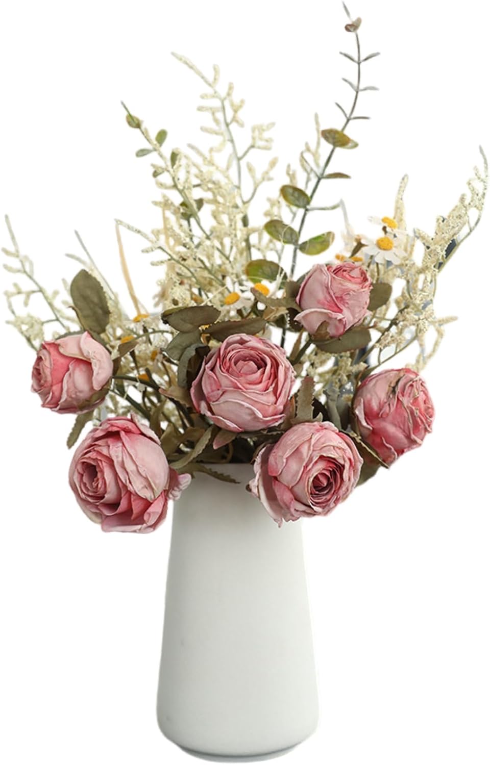 EAZHOP Natural Dried Rose Bouquet 6 Flowers Set 14 Inches