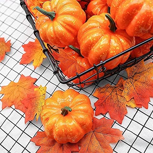 Ulalaza 12PCS Artificial Pumpkins for Fall Decor