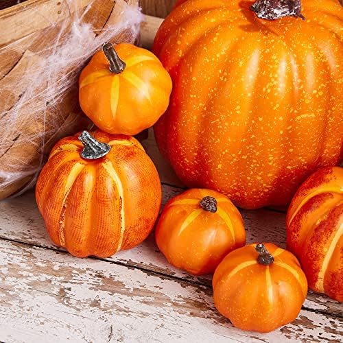 7Pcs Artificial Pumpkins Halloween Decoration Set