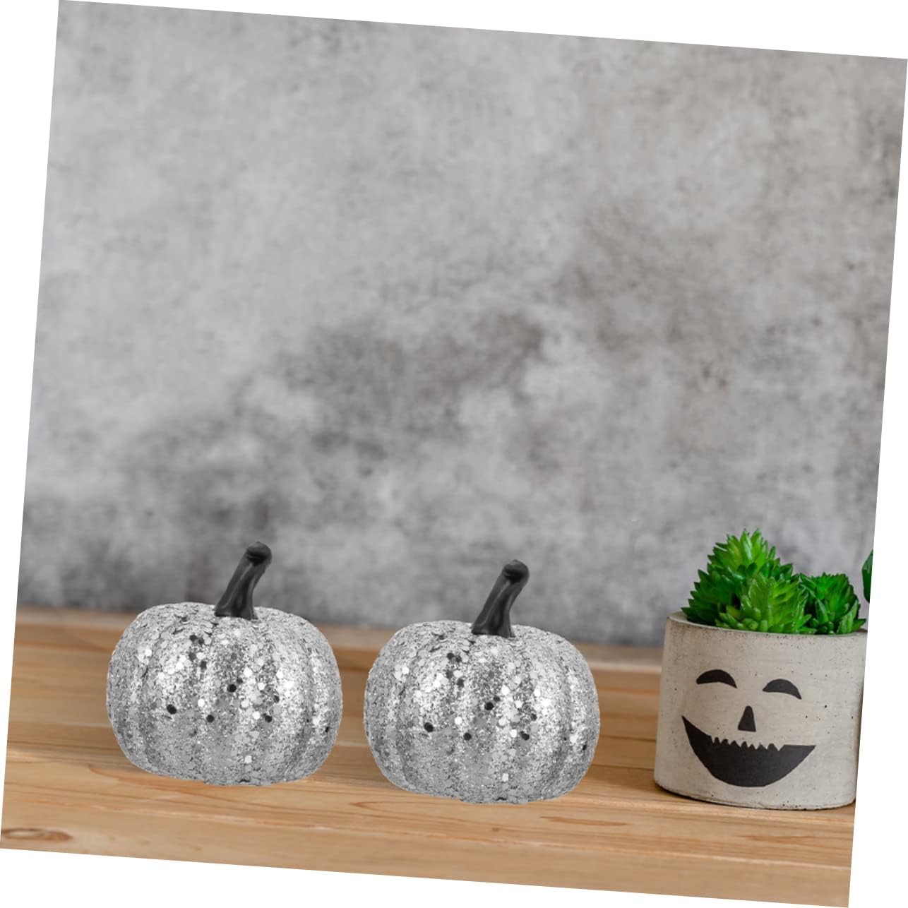 10pcs Foam Silver Glitter Pumpkins Artificial Fall Decor