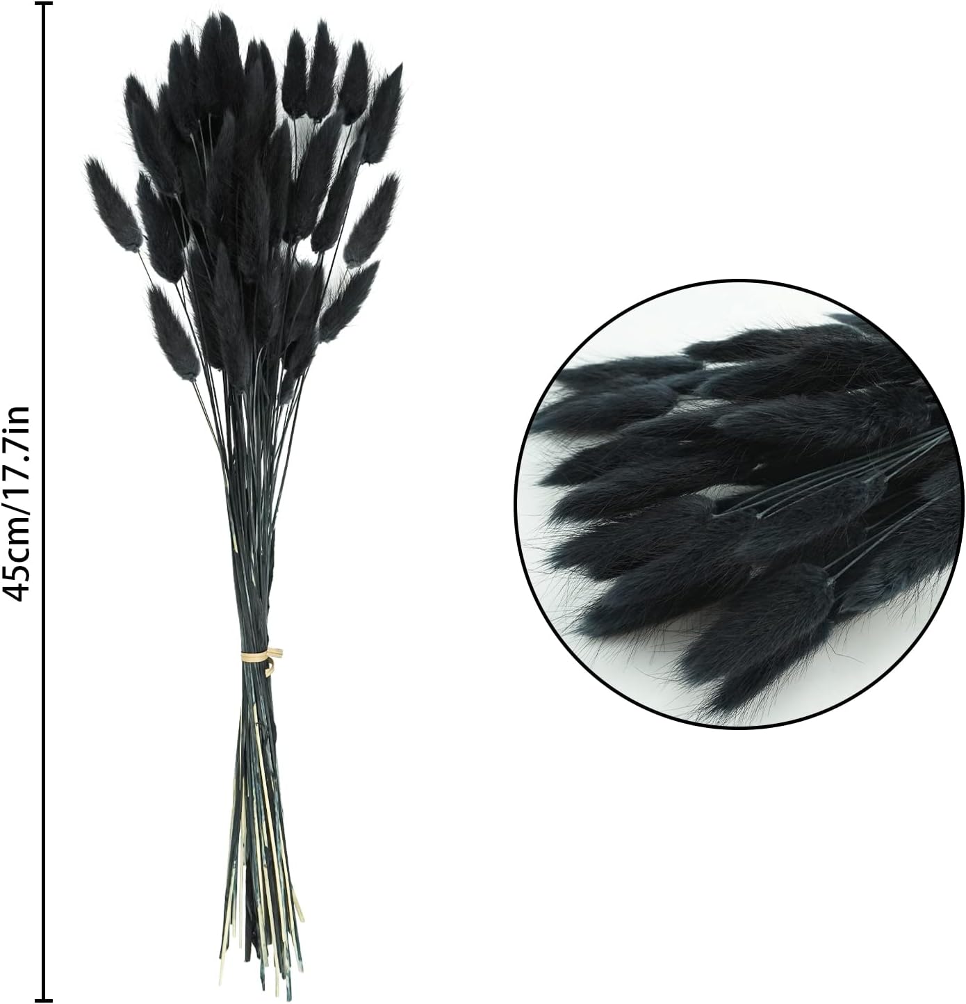 17 Inch Natural Black Bunny Tails Dried Flowers 240 Pcs