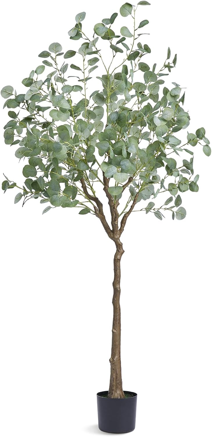 VEVOR 6 FT Artificial Eucalyptus Tree with PE Material and Anti-Tip Protection
