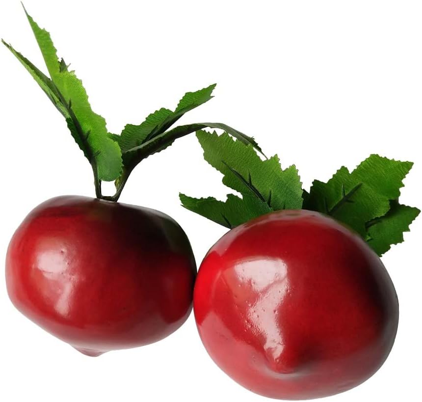 2 Pcs Artificial Beets with Leaves for Home Decor