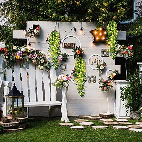 Mudder 3 Packs LED Artificial Hanging Plants with Lights