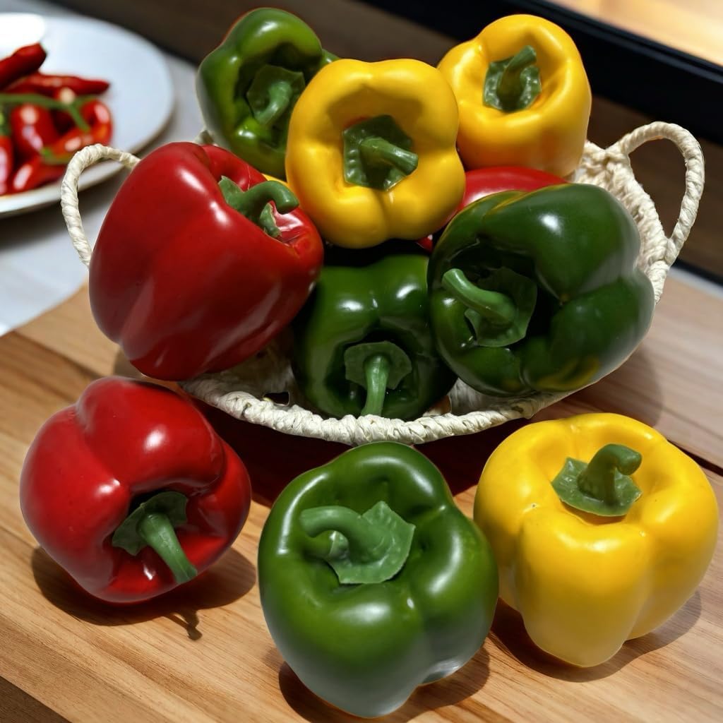 12pcs Artificial Bell Peppers for Kitchen Decoration