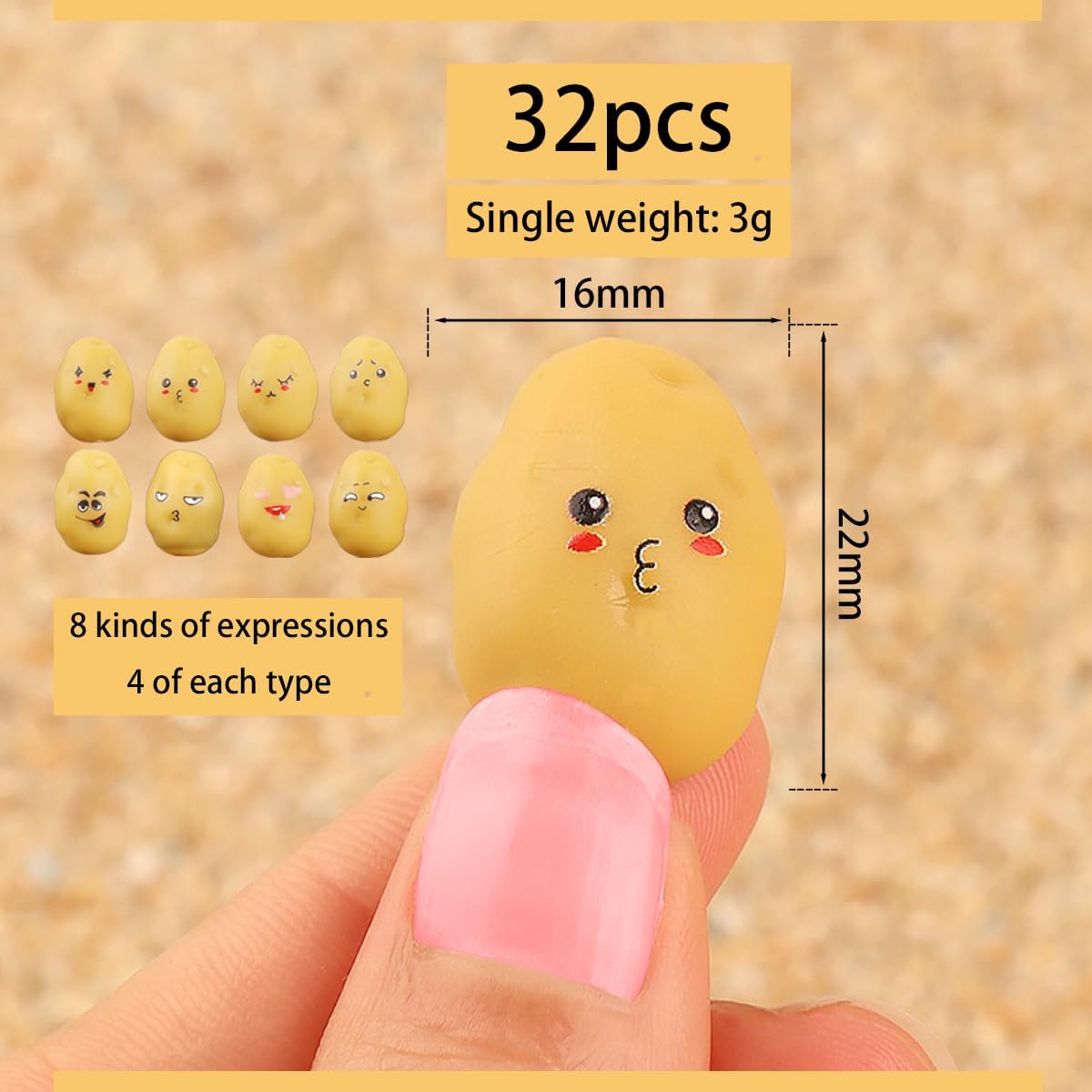 32pcs Mini Resin Potatoes Decor Lifelike Artificial Vegetables