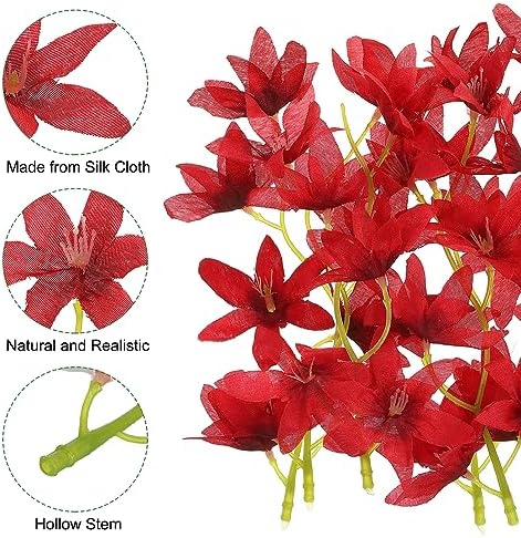 PATIKIL Red Artificial Orchid Flowers 12 Pcs Cylinder Vase Fillers