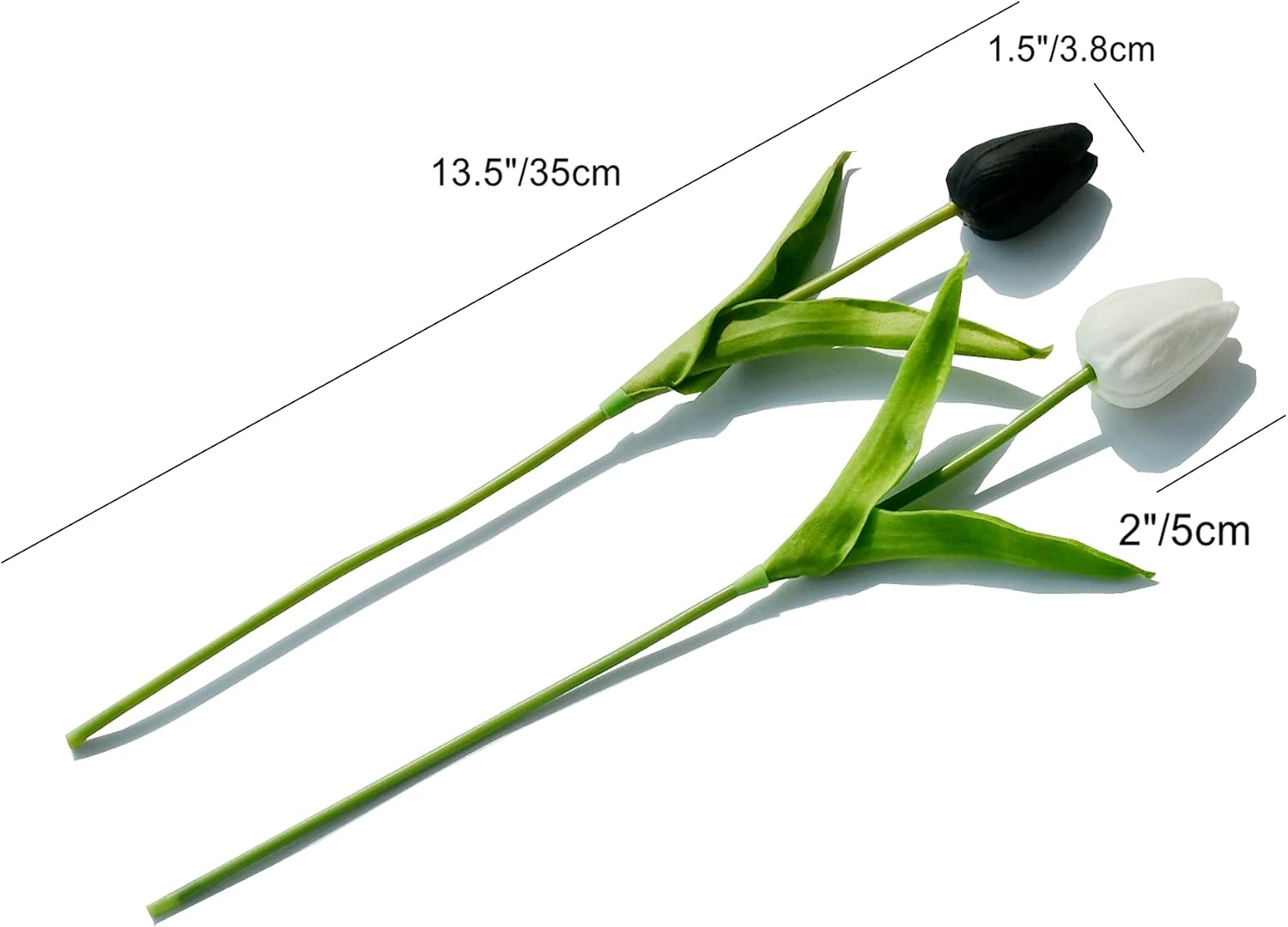Mandys Artificial Tulips 20 Stems 135 Inch Black and White Faux Flowers